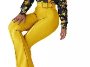 Yellow leather pants